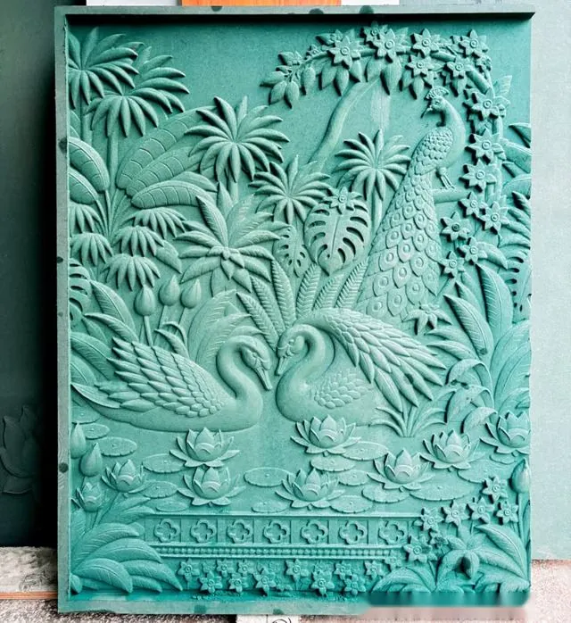 3D carved MDF peacock and swan wall panel