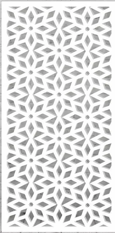 White jali panel with floral diamond pattern