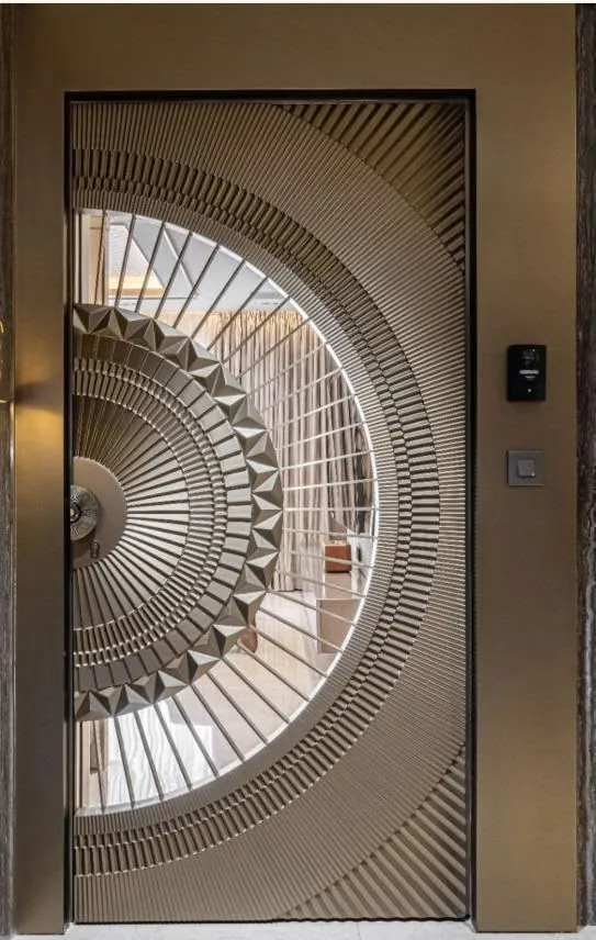 Custom CNC cut metallic entrance door