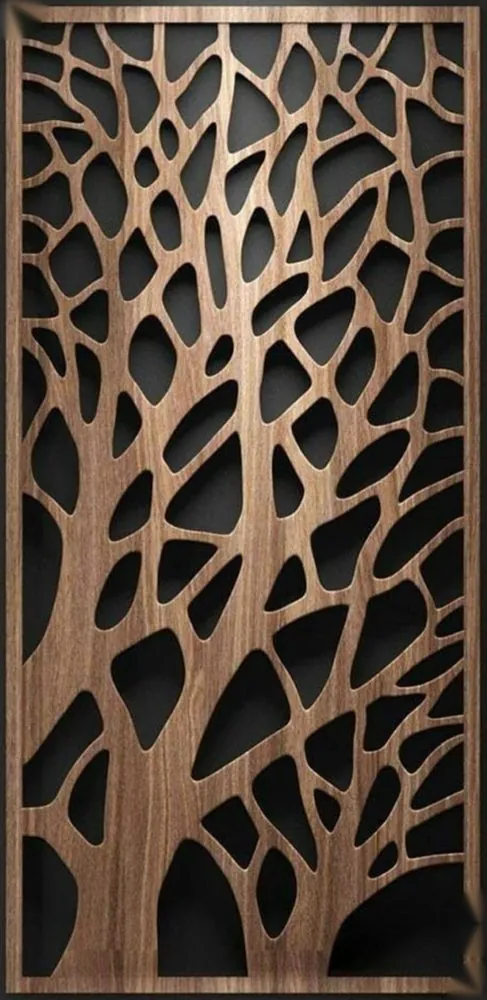 CNC 2D cut wooden tree pattern screen